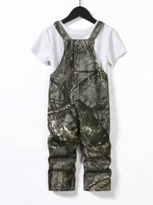 SHEIN Young Boy New Style Camouflage Denim Casual Overalls