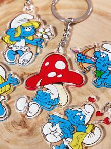 SHEIN X The Smurfs 5pcs Cartoon Acrylic Keychain Bag Charms, Gifts - Multicolor - View 4