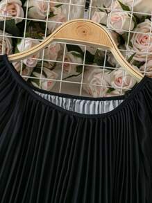 SHEIN Clasi Court Retro  Plus Size Front Tie-Up Gradient Plisse Asymmetric Hem Elegant Dress - Multicolor - View 3