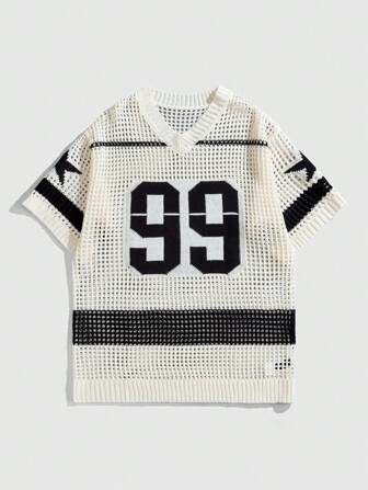 Prep Jacquardpullover mit Rundhalsausschnitt für Herren, Pullover im Fußballstil, Cut Out