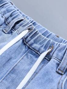 Teenage Boys' New Cargo Pocket Denim Tapered Leg Casual Pants - Light Wash - View 3