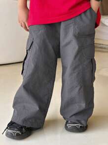 Dazy Kids Celana Kasual Warna Polos untuk Anak Laki-Laki - Dark Grey - View 2