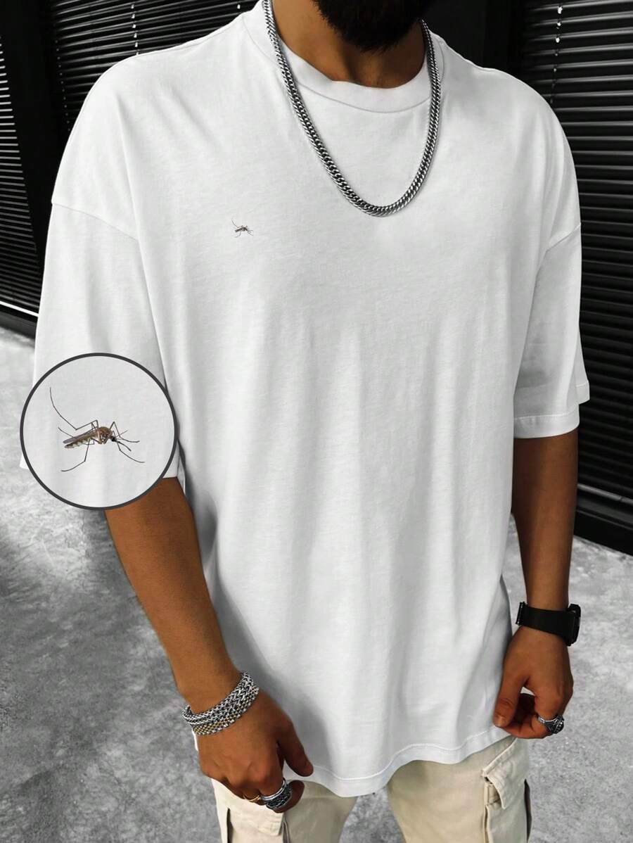 Manfinity Dauomo Camiseta casual de hombre con estampado realista de mosquito - Blanco - Ver 1