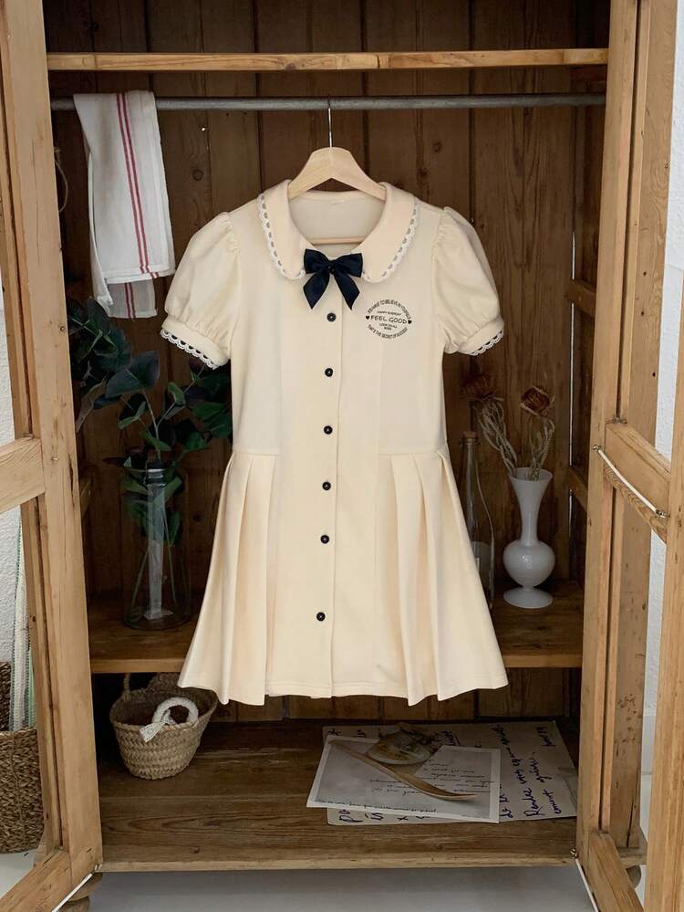 Tween Girls Solid Color Minimalist Casual Short Sleeve Everyday Dress,Girls Summer Outfits,Back To School Clothes