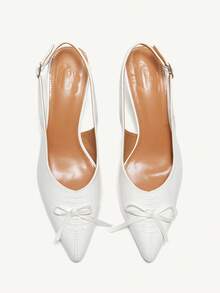 CUCCOO CHICEST Women's Pointed Toe Stiletto High Heel Elegant Commuter Bowknot White Ladies High Heel Pumps, Suitable For Evening Wear And Vintage Style - White - View 8