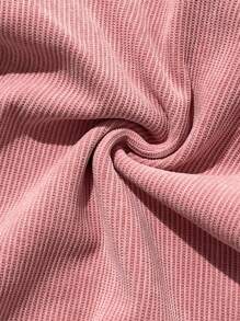 INAWLY 柔软灯芯绒松紧腰阔腿休闲裤，粉色，秋冬 - 粉色 - 查看 4