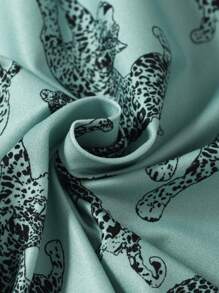 2pcs/Set Tween Boy Classic Polo Collar Cardigan, Leopard Print Short Sleeve T-Shirt And Shorts Loungewear Set - Multicolor - View 3