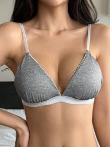 DAZY Women's Adjustable Contrast Color Spaghetti Strap Bra Lingerie For Women - Grey - View 7