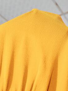 SHEIN Clasi 女士优雅圆领腰带阔腿连体裤 - 黃色 - 查看 7