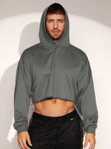 FeverCity Men's Loose Fit Short Length Knit Hooded Sweater, Minimalist And Casual For Everyday Wear, For Fall Winter - Dark Grey - View 1