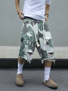 Manfinity EMRG Plus Size Men's Casual Denim Shorts, Minimalist And Fashionable For Daily Wear - Multicolor - View 6