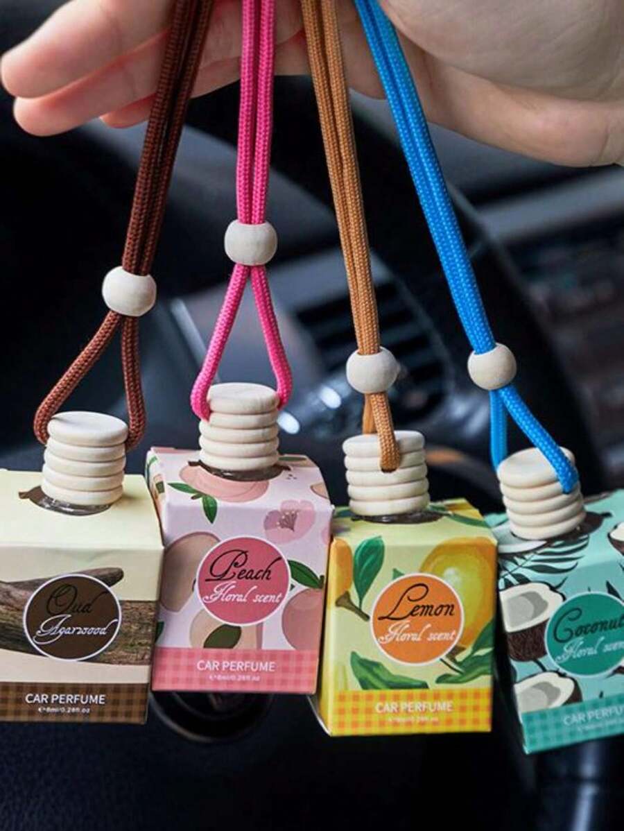 1pc 8ml Peach Flavor Lemon Flavor Sandalwood Flavor Coconut Flavor Car Aroma Pendant Air Freshener To Remove Odor Lasting Fragrance Freshener