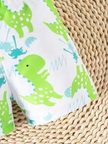 Baby Boy Cartoon Print Simple Swim Trunks, Casual Daily Wear