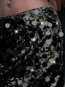 Maija 香槟色亮片女士圣诞派对裙夏季女士演唱会女裙 - 黑色 - 查看 7