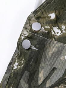 SHEIN Young Boy New Style Camouflage Denim Casual Overalls