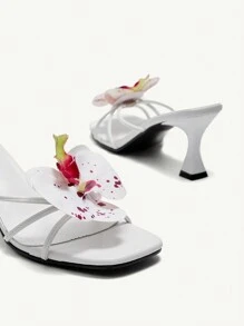 CUCCOO CHICEST Women's Red High Heel Floral 3D Sandals Spring Break Easter Prom Heels - White - View 9