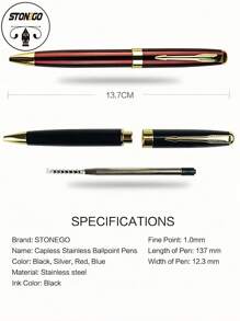 STONEGO Metal Ballpoint Pen, Black Ink Medium Point 1.0mm Smooth Writing Retractable Ball Point Pen Business Gift Pens Signature Pen For Men, Women, Office, Executive Premium Metallic Pens Back To School - one-size - View 5