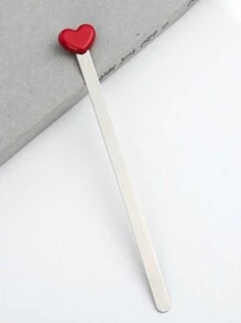1 pieza Marcapáginas de acero inoxidable, marcapáginas con forma de corazón creativo rojo para lectura - Rosa Fucsia - Ver 6