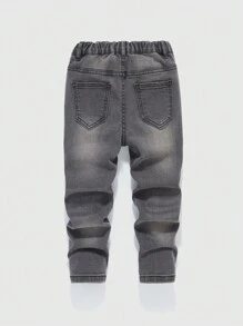 SHEIN Explorewe Jungen Jeans mit elastischem Bund, Spritzflecken Muster und Taschen