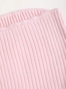 Sweetra 女士新款可爱俏皮粉色露肩短款针织 A 字裙，修身且适合外出 - 粉色 - 查看 5