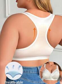 1pc Plus Size Front Opening Wireless Bra