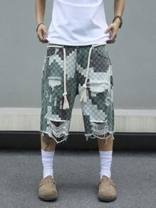 Manfinity EMRG Plus Size Men's Casual Denim Shorts, Minimalist And Fashionable For Daily Wear - Multicolor - View 4