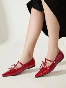 CUCCOO CHICEST Giày bệt nữ thoải mái nơ đỏ - Đỏ - Xem 4