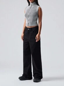 SHEIN EZwear 大码女式条纹拉链休闲春季开衫 - 彩色 - 查看 1