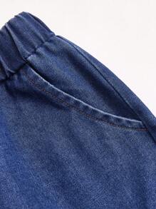 SHEIN Jeans de vestir casual lavado con estampado de letras para niño preadolescente