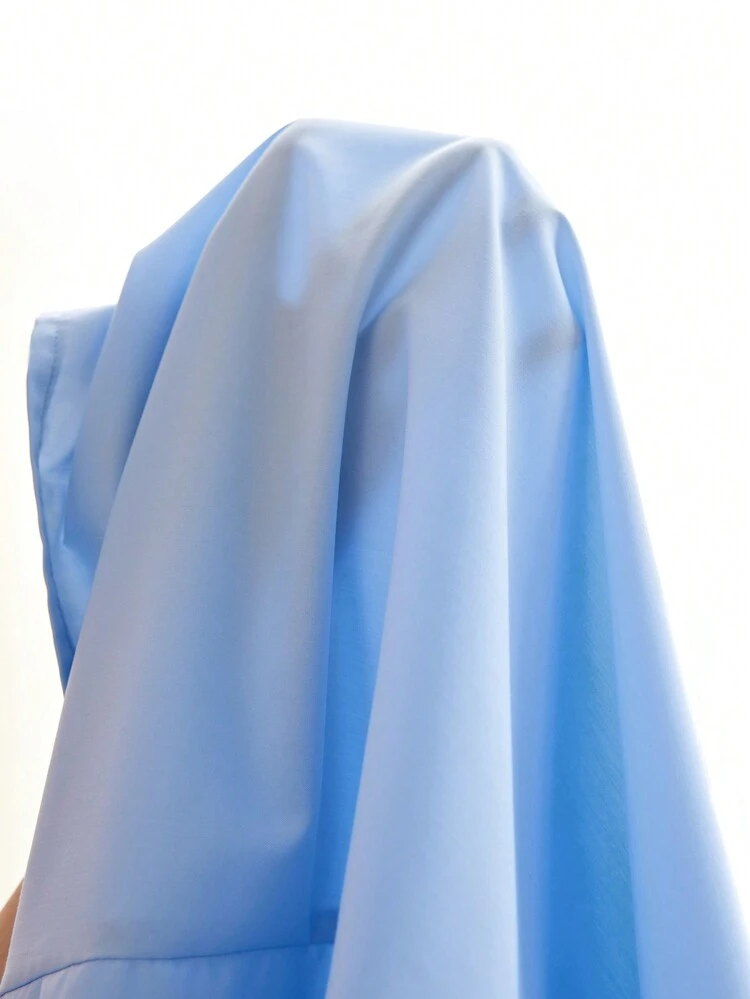 Tween Girl Minimalist High-End Ruched Vacation Fashion Casual Loose Comfortable Apricot Sleeveless Dress, Simple Style For Spring/Summer