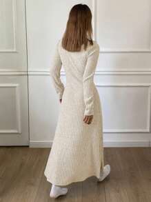 DAZY Fitted Ribbed Jersey Knit Nightgown Pajama - Apricot - View 2