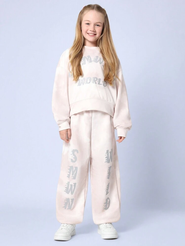 Varsity Style Oversized Sweatshirt And Wide Leg Pants Co-Ord Set