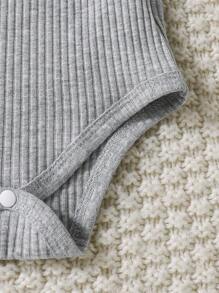 SHEIN Simple Solid Color Casual Everyday Baby Bodysuit - Multicolor - View 4