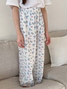 DAZY Tween Girl All Over Print Casual Pants, Spring/Summer Floral Vacation - White - View 7