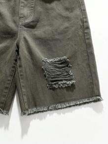 Denimly 男童休闲日常都市街头松紧腰带拉链门襟做旧下摆设计彩色奶牛印花牛仔短裤