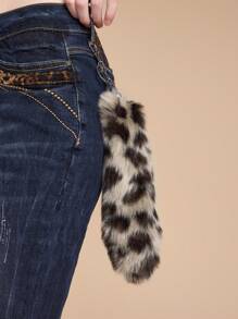 ROMWE Grunge Punk 1 pièce Porte-clés/Charm de sac style vintage délicat haut de gamme Y2K marron à imprimé fausse fourrure de guépard. Convient pour le port quotidien des femmes, cadeau pour les fêtes