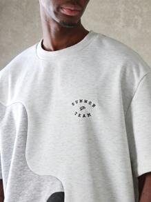 Sumwon Team Oversized T-Shirt Wave Pattern Color Block Design Athletic Streetwear Urban Fashion Casual Comfort Premium Short Sleeve Top