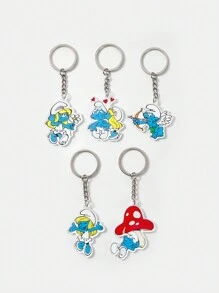 SHEIN X The Smurfs 5pcs Cartoon Acrylic Keychain Bag Charms, Gifts - Multicolor - View 2