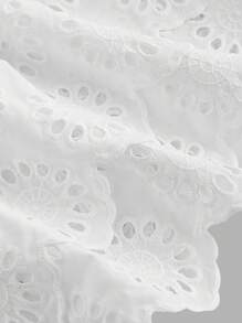 SHEIN MOD Áo kiểu nữ màu trắng, kiểu dáng thường ngày, viền ren Pháp, áo mùa hè, trang phục mùa hè, áo không dây vai. - trắng - Xem 3