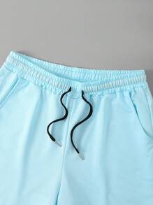 Manfinity Homme Men's Casual Slogan Print Drawstring Waist Shorts - Multicolor - View 6