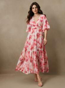 Anewsta 新款欧美设计花卉印花宽松修身长裙，适合春夏季度假 - 彩色 - 查看 7