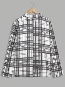 RueChic Men Cotton Plaid Printed With Button Regular Homewear Shirt Set - Black - View 8