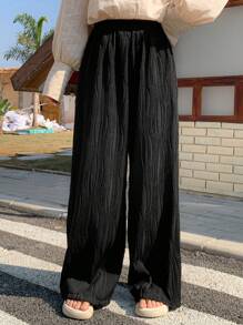 FRIFUL Women's Black Straight Leg Pants, Texture Fabric Slimming & Elongating, Spring/Summer,Fall Clothes,Teacher Pants - Black - View 8