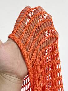 SHEIN Swim Curve 大码女式镂空钩针性感罩衫，适合夏季海滩度假