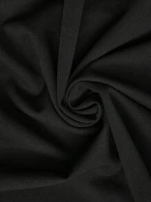 Women's Casual Elegant Knitted Solid Color Round Neck Ruffle Hem Contrast Trim Elastic Waist Plus Size Spring Fitted Knee-Length Dress - Black - View 6