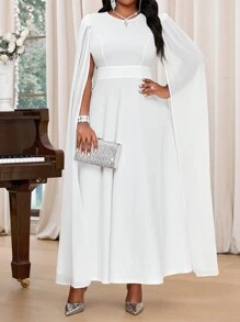 Fleurora Robe longue à col rond en tricot blanc, manche évasée, grande taille élégante, pour soirée, mariage, Saint-Valentin, cocktail, concert/festival de musique, printemps, été, automne, hiver