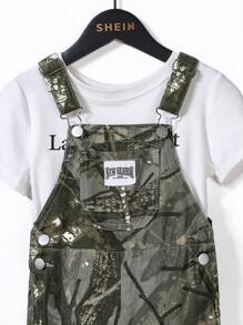 SHEIN Young Boy New Style Camouflage Denim Casual Overalls