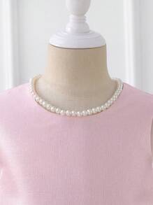 SHEIN Young Girl' Spring/Summer Solid Color Elegant High-End 3D Floral A-Line Dress, Made Of Soft Rose Chiffon Material
