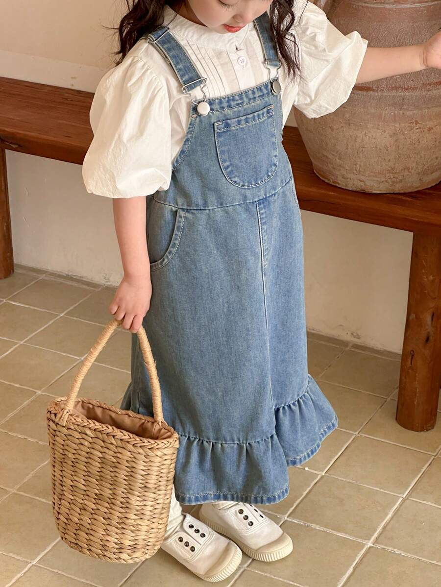 Dazy Kids 年轻女孩秋装 年轻女孩牛仔连衣裙 - 藍色 - 查看 1