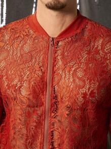 FeverCity Men's Loose Lace Long Sleeve Jacket - Red - View 7